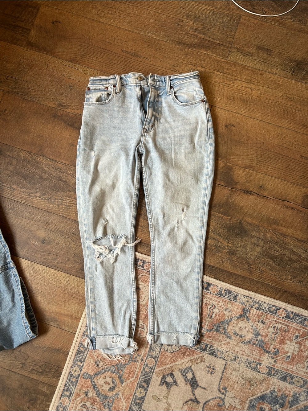 Abercrombie & Fitch Light Blue Straight Leg Distressed Jeans